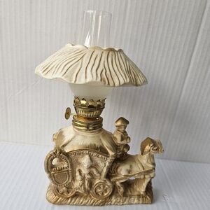 Vintage Antique ESD Handpainted Porcelain Oil Lamp